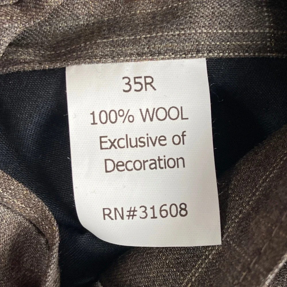 Jos A Bank 2 Piece Suit Mens 41R Blazer 35x31 Pant Brown Windowpane Wool Joseph